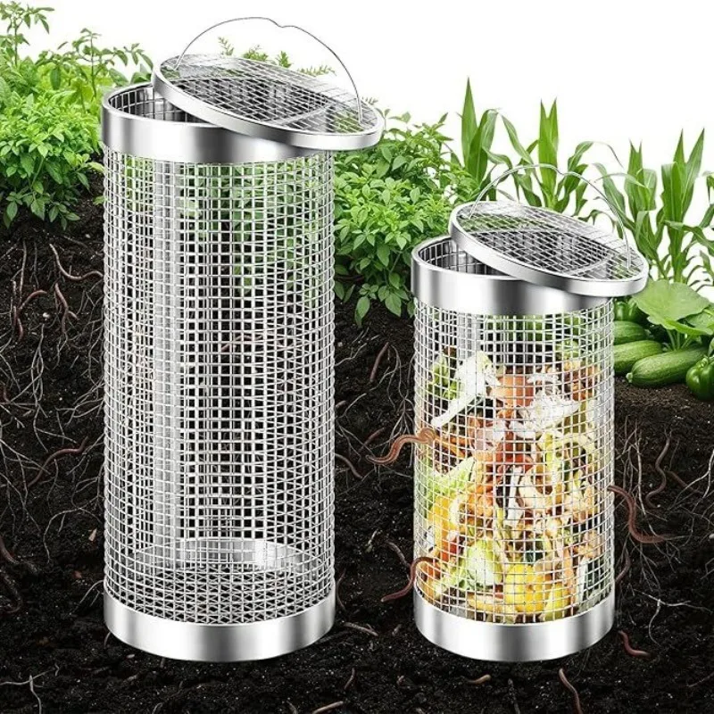 Worm Composting Bin Earthworm Composting Box Handle Type Buried Metal Composting Bucket