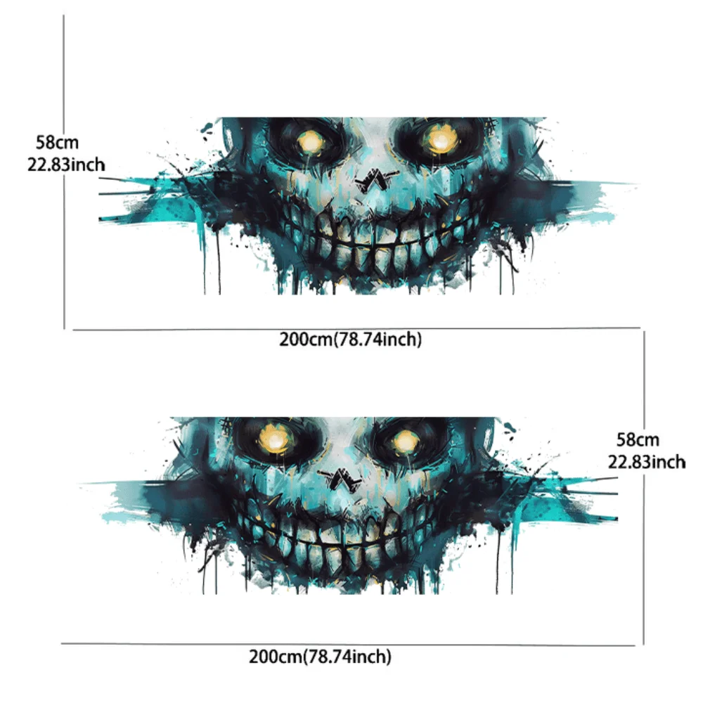 Blue horror eyes mouth emoji sticker car sticker full body decal decoration covering scratches protect car sticker waterproof ca