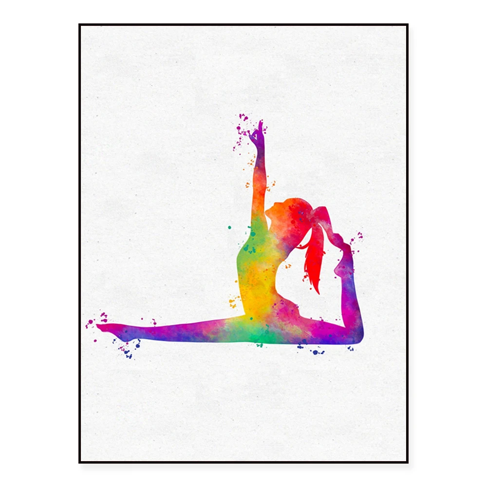 Watercolor Yoga Poses Illustration Poster Canvas Print Yoga Asanas Wall Decor for Yoga Room Gym Bodybuilding Motivation Gift