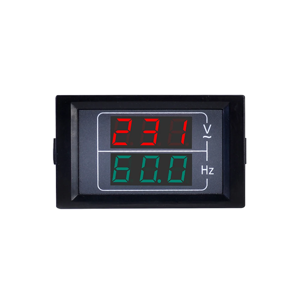 

2 in1 Voltage Frequency Meter Dual Digital Display LED AC Voltmeter Frequency Meter AC50-500V 10.0-99.9HZ Measuring Range Meter