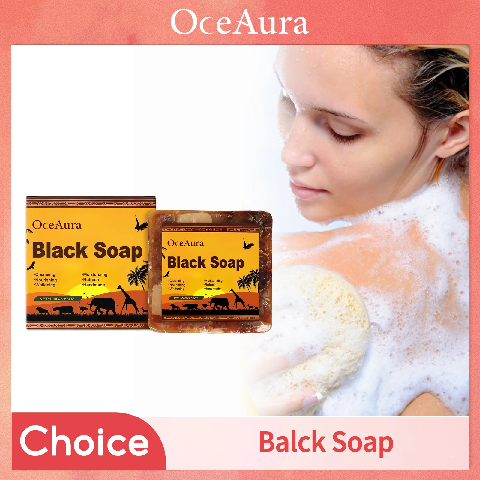 

African Black Soap Face Body Cleanser Anti Acne Remove Dark Spots Deep Cleansing Exfoliate Nourishing Handmade Body Wash Soap