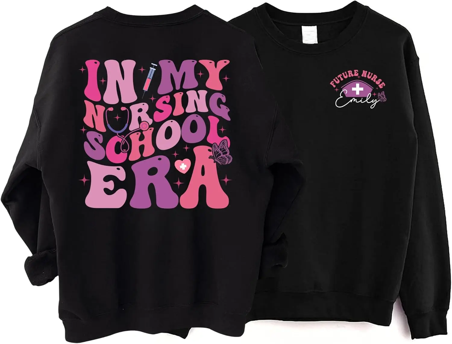 Personalized In My Nursing School Era Sweatshirt 2 Sided, Future Nurse Sweatshirt, Nursing School Crewneck