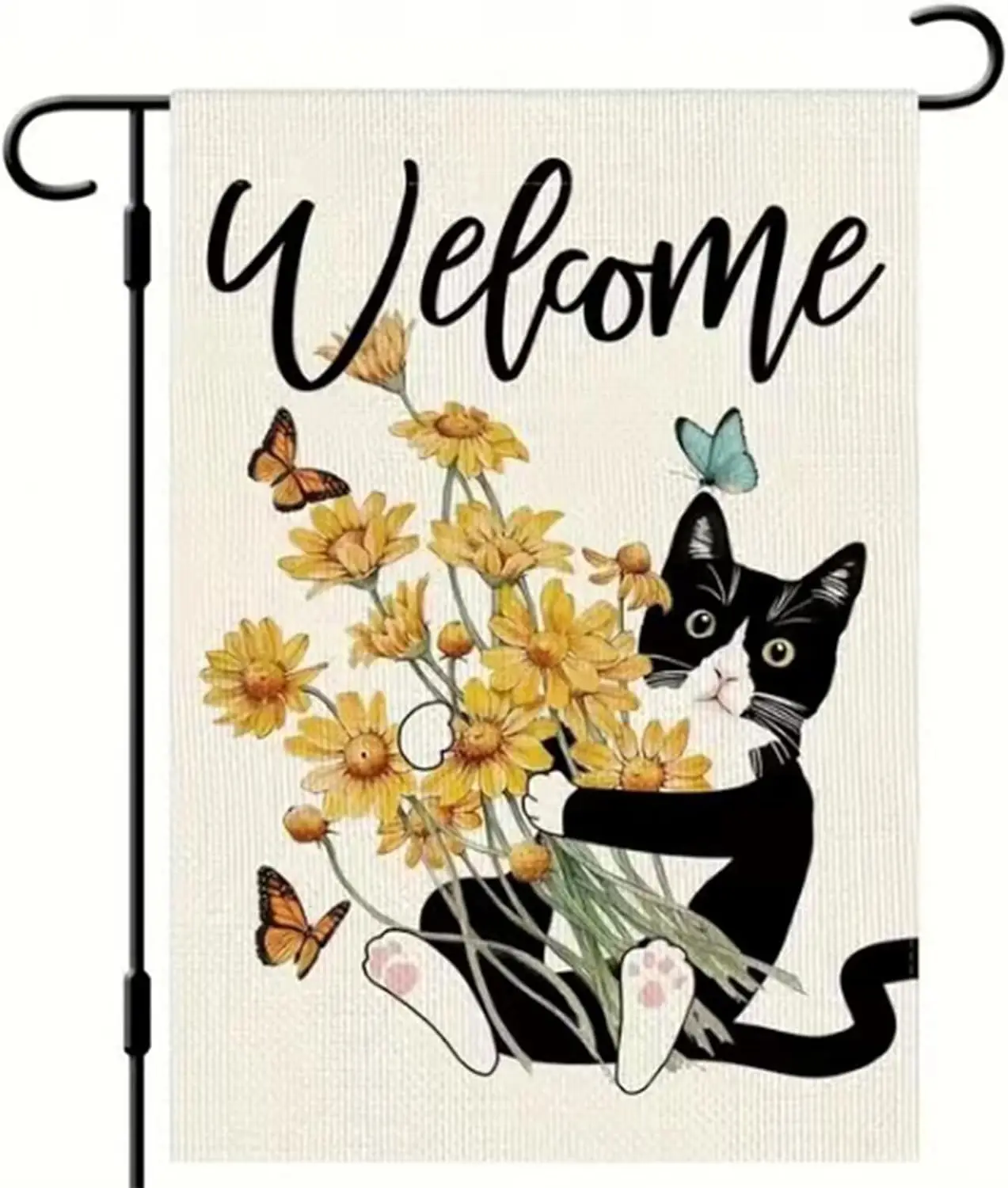 Summer Cat Garden Flag 12x18 Double Sided Sunflower Spring Farmhouse Holiday Outside Decorations Burlap Yard Flag (Summer ca yyi
