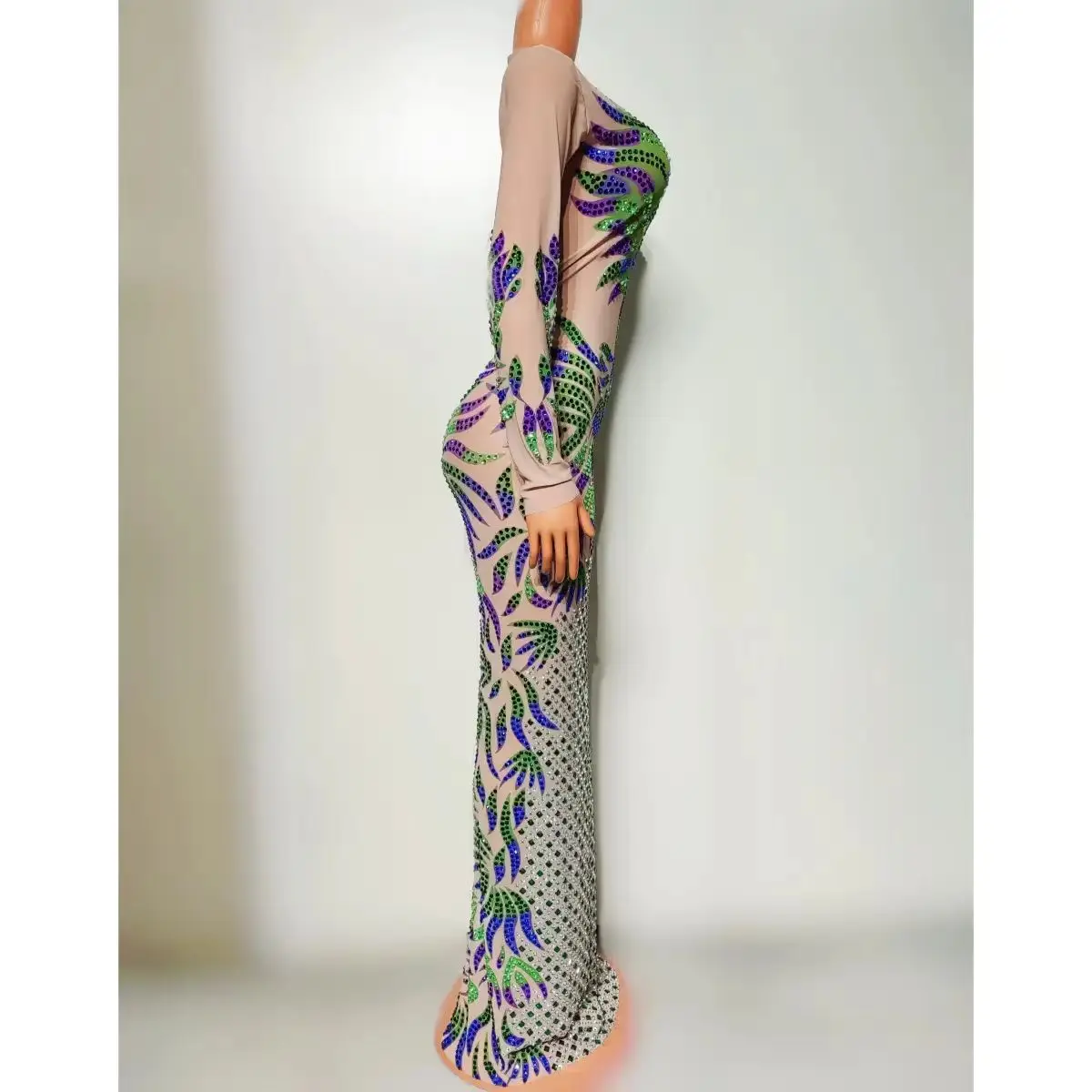 Club nocturno DJ Bar cantante femenina vestido de escenario de baile principal estampado Sexy falda adelgazante de diamante completo equipo de baile fiesta espectáculo temático