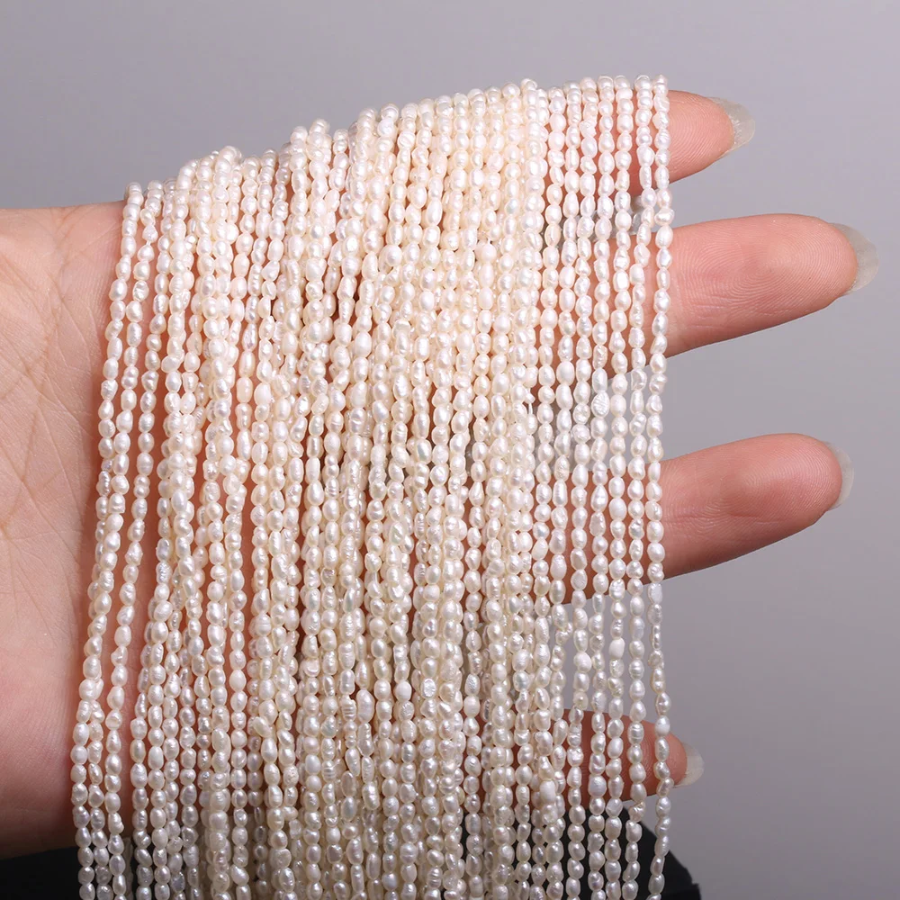 Natural Freshwater Pearl Beaded High Quality Rice Shape Punch Loose Beads for Make Jewelry DIY Bracelet Necklace Accessories