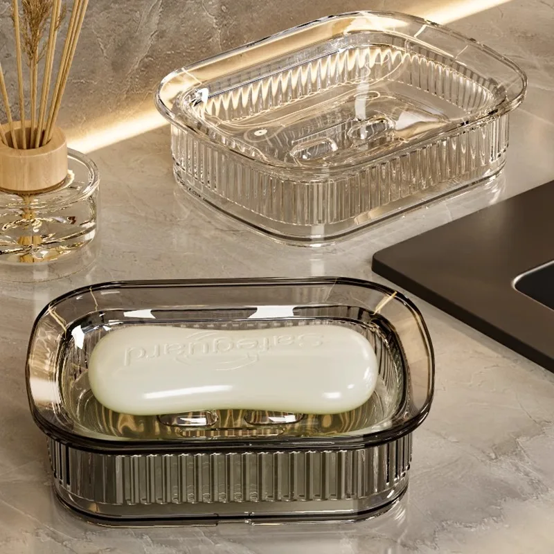 Transparent PET High-value Uncovered Soap Box Large-capacity Soap Box Drain Student Dormitory Soap Box