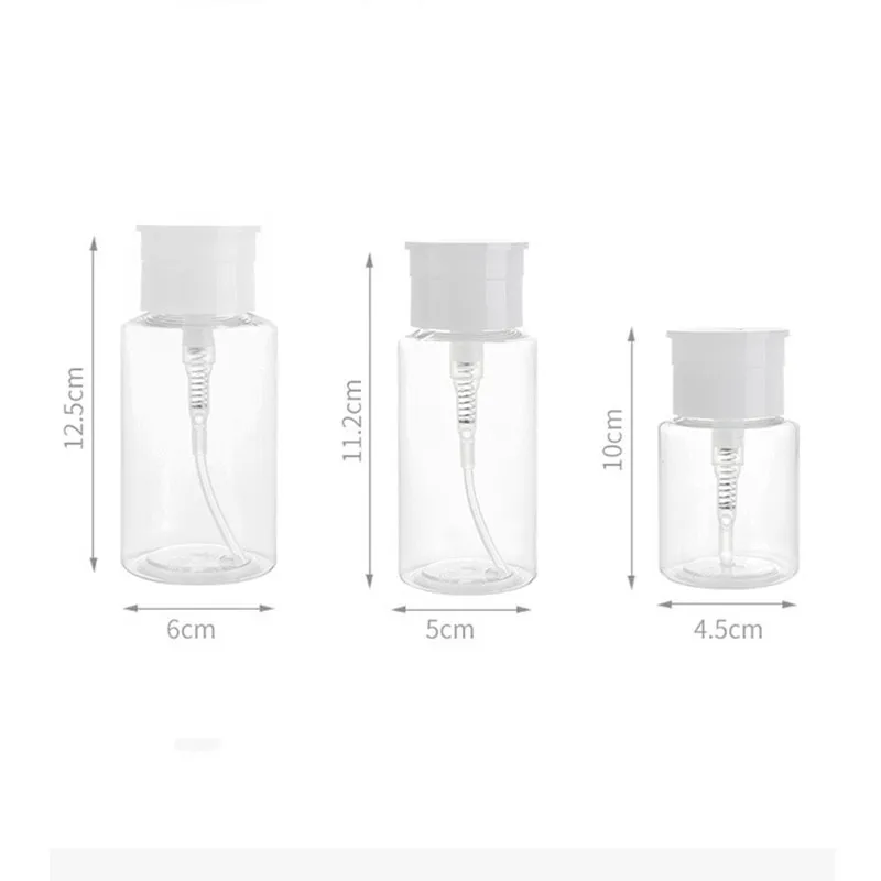 Hot Sale Refillable Portable Bottle Empty Plastic Nail Polish Remover Alcohol Liquid Press Pumping Dispenser Bottle