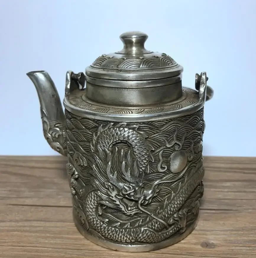 Brass silver plated exquisite portable pot dragon pot household ornaments