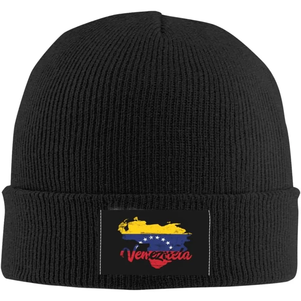 Venezuela Retro 1970's Style Gift Black Beanie Hat for Men Women Winter Warm Hats Knit Slouchy Stocking Hats Skull Cap