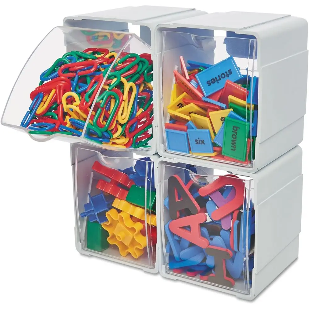 

Набор из 4 белых пластиковых контейнеров, 5,2 x 5,54 x 4,65