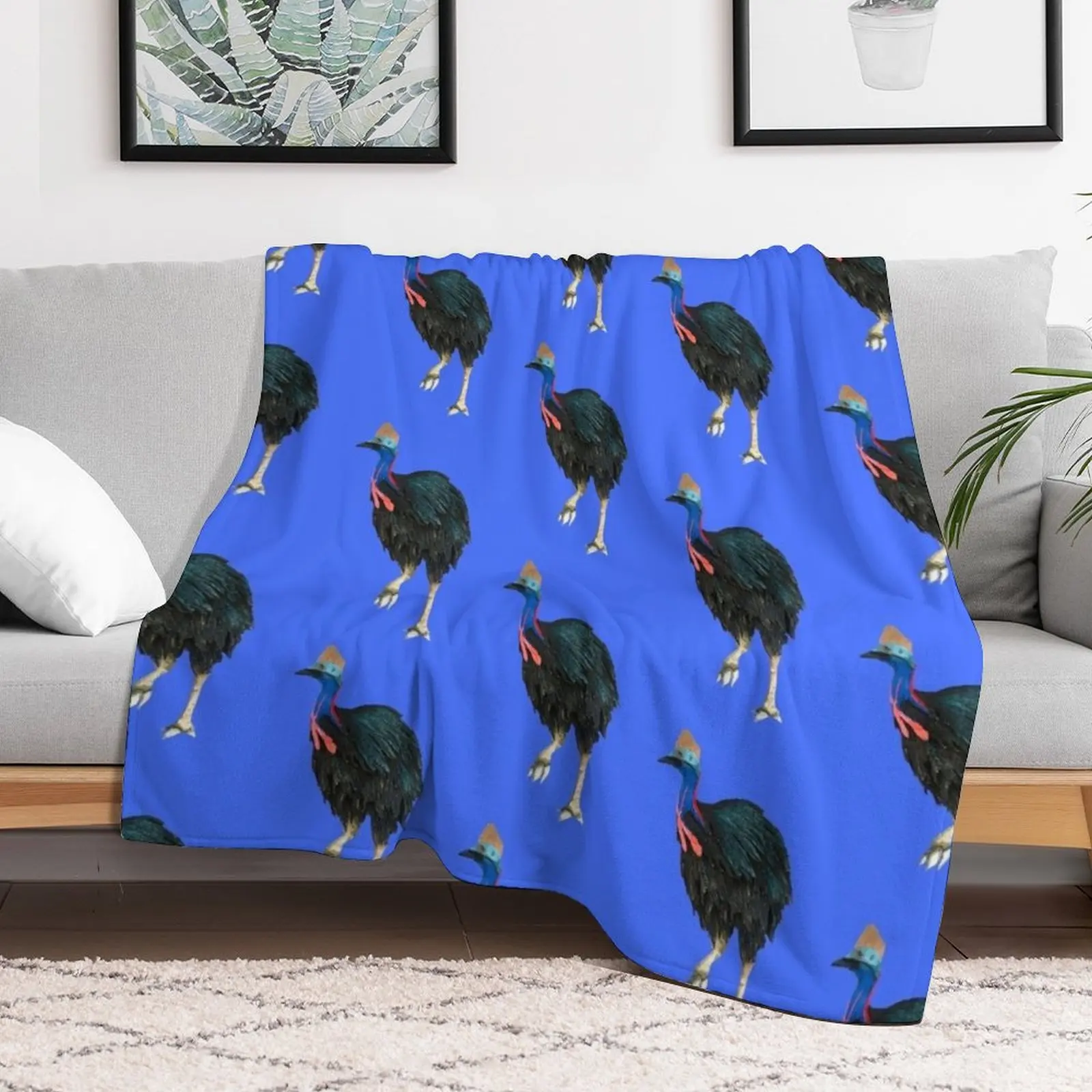 Cranky Cassowary Throw Blanket Furry Plaid on the sofa Soft Plaid Blankets