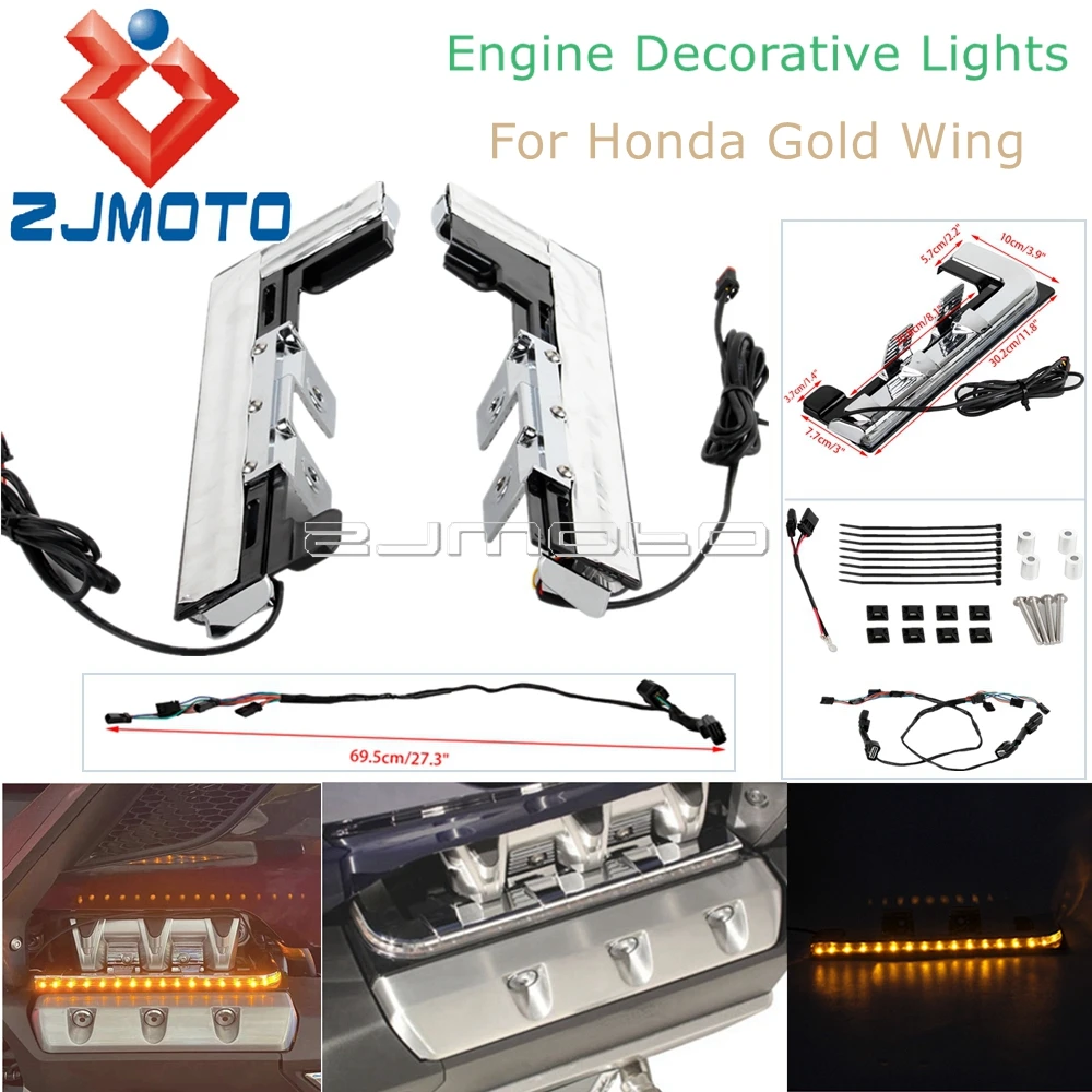 

Motorcycle LED Engine Lighting Panels Decorative Lights For Honda Gold Wing Tour DCT Airbag 2018-up W/ Turn Signal Wire Adapter