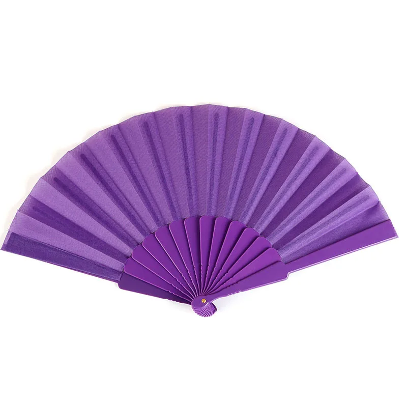 Plain Plastic colorful Folding Fan Dance Fan Props Party Performance Fan Flat Plastic Fan Multi-Color