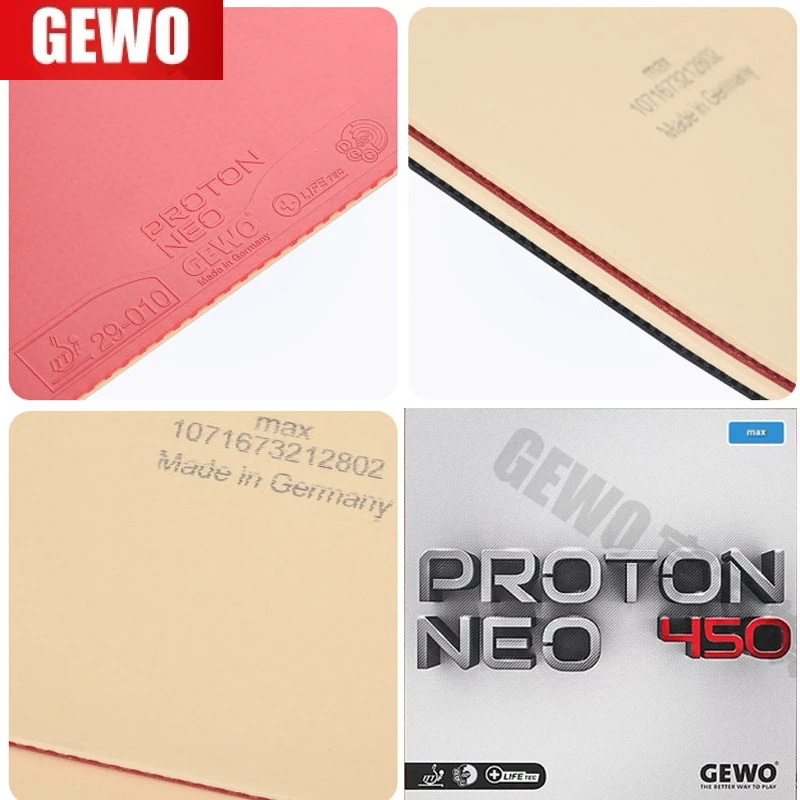 GEWO PROTON NEO 450/470 Table Tennis Rubber Sheet Non-sticky Pips-in Pink Ping Pong Rubber with High Dense Sponge ITTF Approved