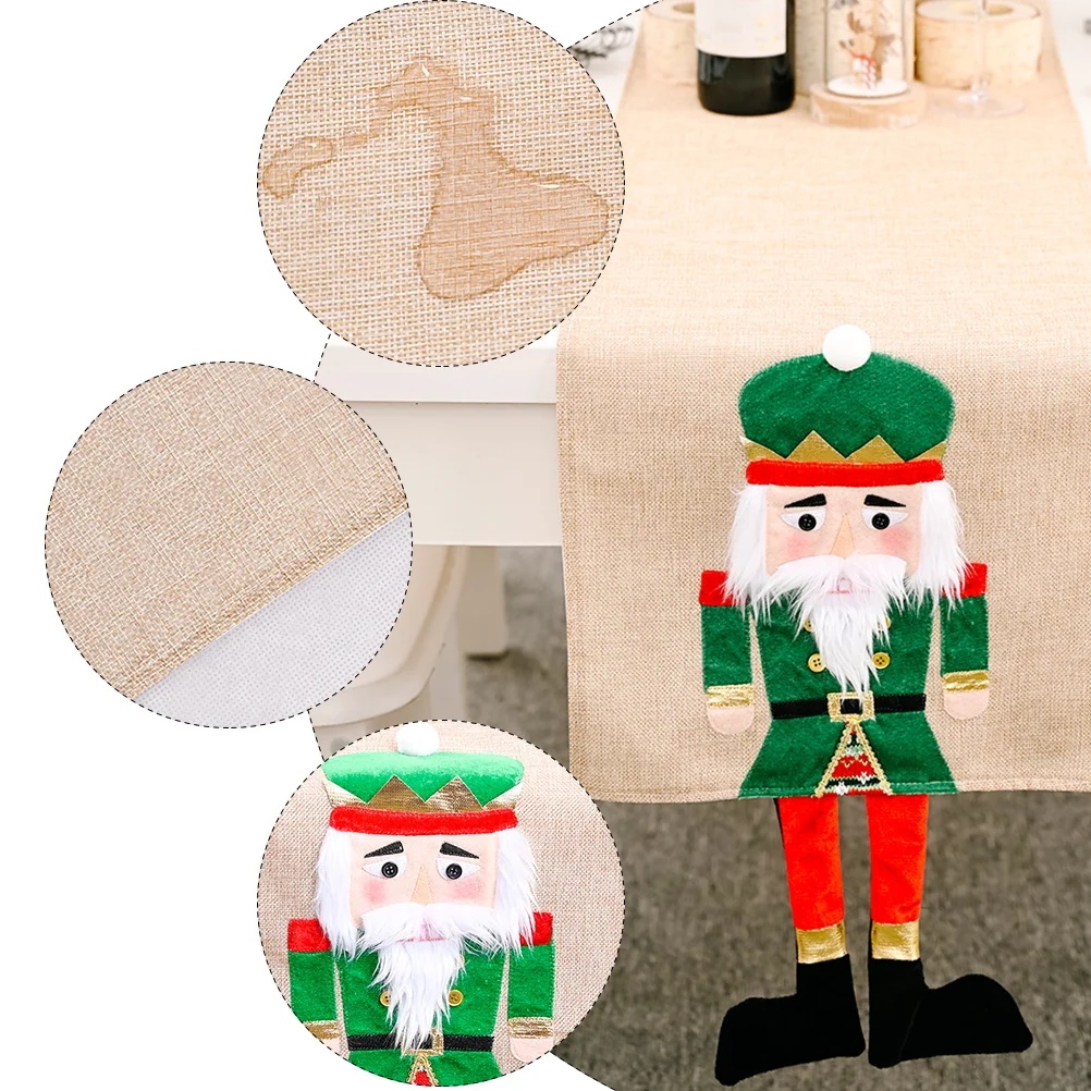 

1pc Walnut Soldier Flag Printing Tablecloth Christmas Decor Jointed Table Cover Noise Reducing Household Fashion Table Mat