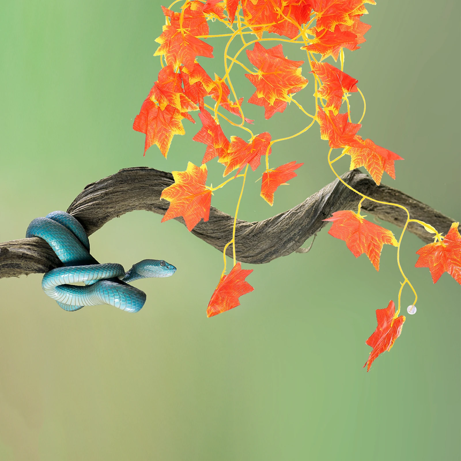 

1 set Simulated Vine Plant Decor For Reptile Terrarium Durable Safe Easy Install With Suction Cup Fake Plants For Amphibians