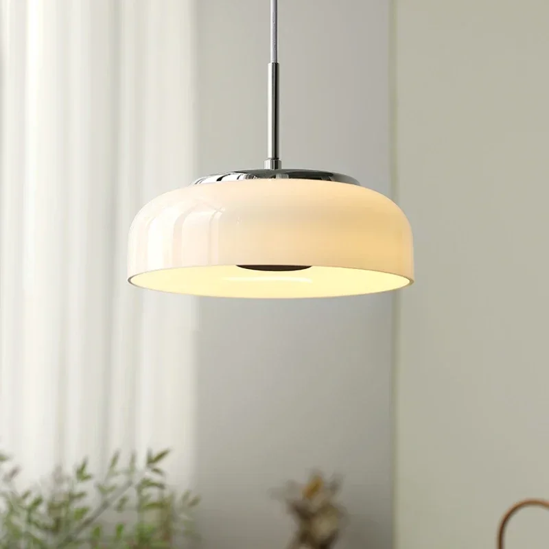 Bauhaus Cream White Glass Lampshade Pendant Lamp for Living Room Single-headed Dinning Room Bar Bedside Mood Antique Light