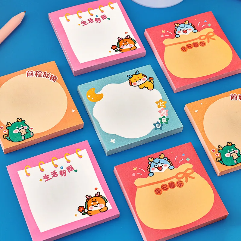 24 Pcs Cartoon Memo Pad Cute Dragon Elementary School Students,Cute Message Notebook High Appearance Inspirational Stationery