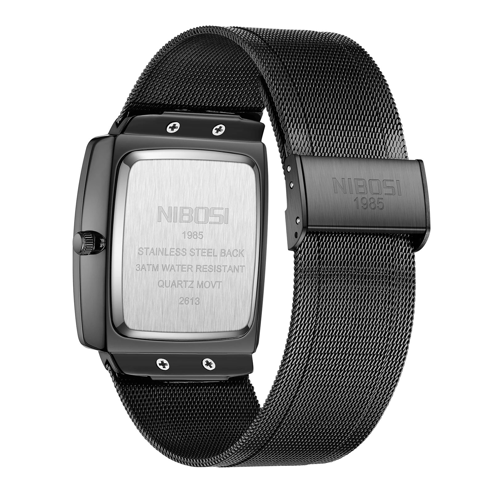 NIBOSI Mens Watches Top Brand Luxury Square Quartz Watch Men Slim Mesh Waterproof Sport Wristwatch Date Luminous Reloj Hombre