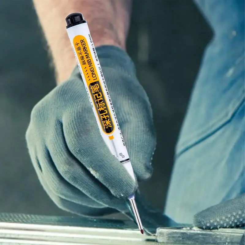 2cm Waterproof Long Head Markers Deep Hole Marker Pen for Metal Carpenter Ink Woodworking Tools