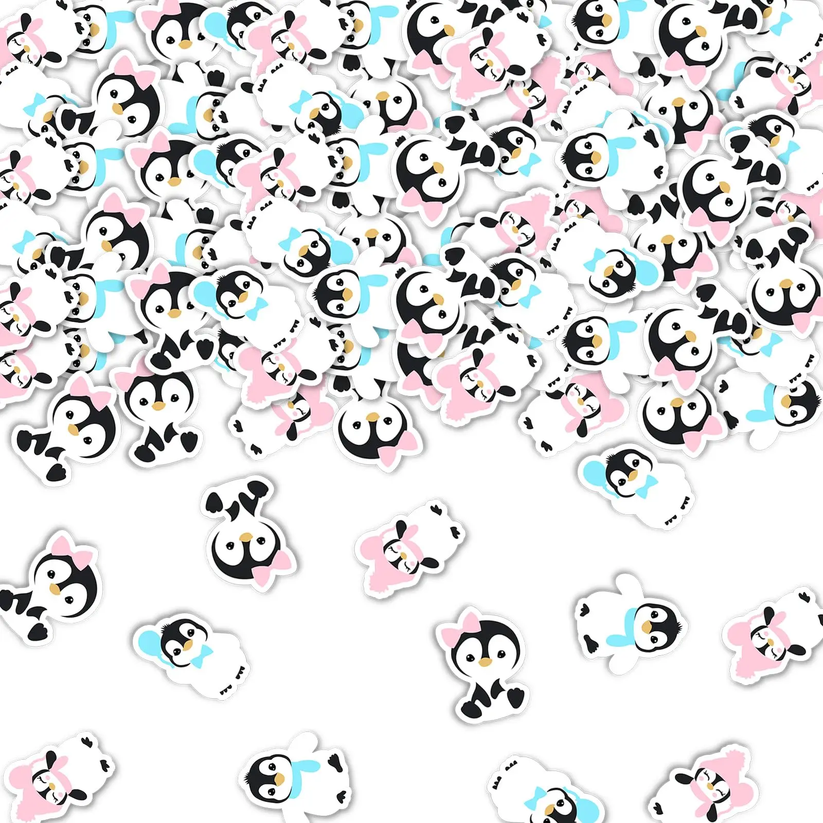 

Sursurprise 200Pcs Penguin Gender Reveal Confetti, Polar Arctic Animals He or She Table Scatters for Boy Girl Winter Snow