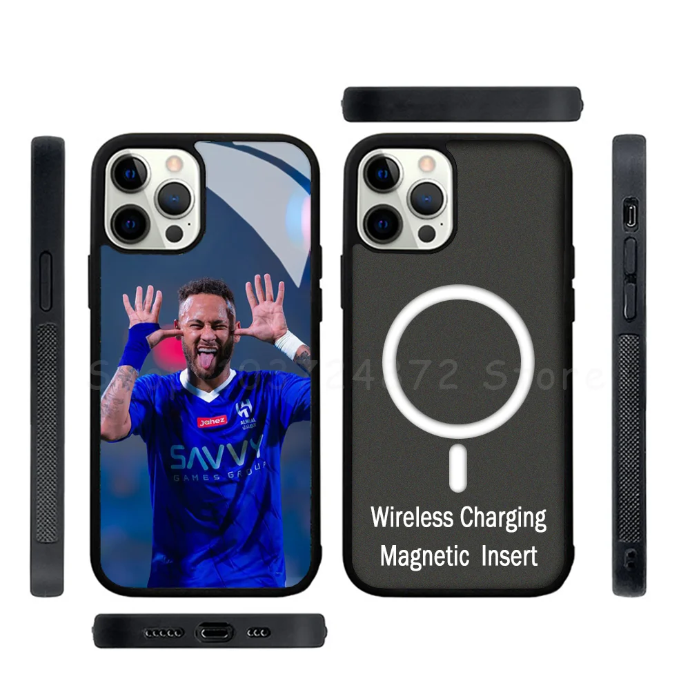 

N-Neymar Phone Case Strong Magnetic For IPhone 15 14 13 Pro Max Mini Alex Mirror For Magsafe Wireless Charging Cover