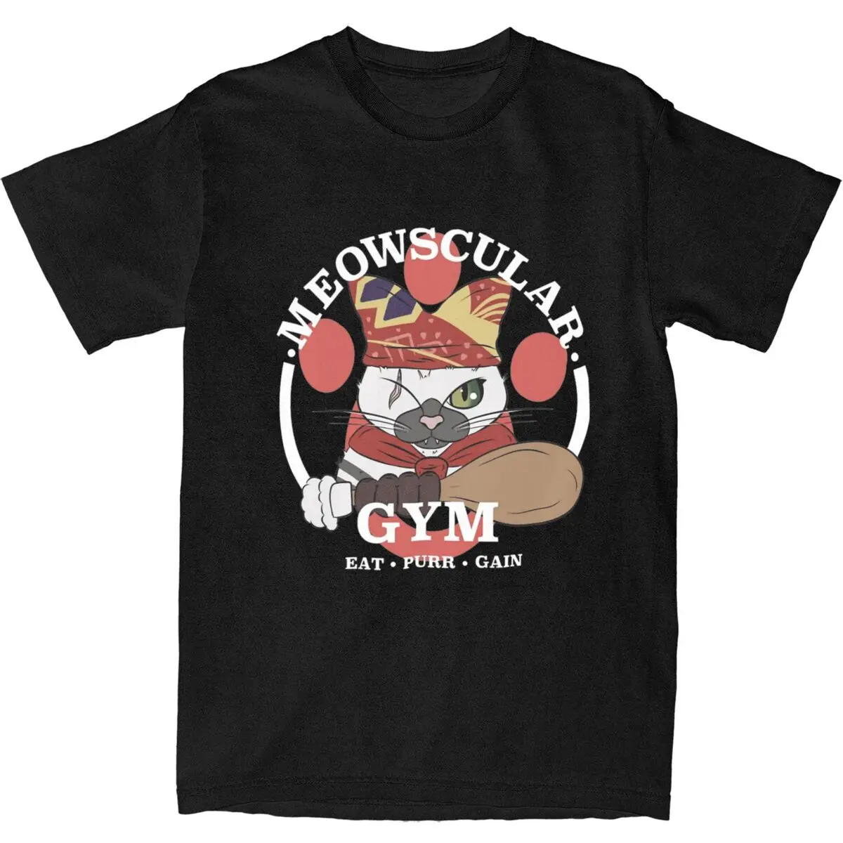

Men Meowscular Gym T-Shirts Monster Hunter World MHW Game Cotton Clothing Summer Short Sleeve T-Shirt O Neck Tshirt Plus Size