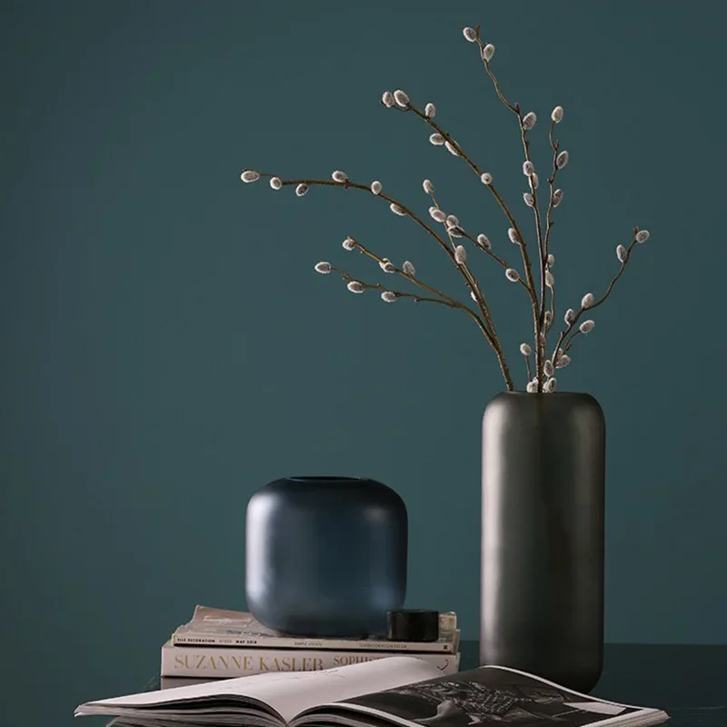 

Glass Vase Home Modern Decorations Accessories Frosted Glasses Transparent Vases Desktop Ornament Flower Pot Ваза Для Цветов