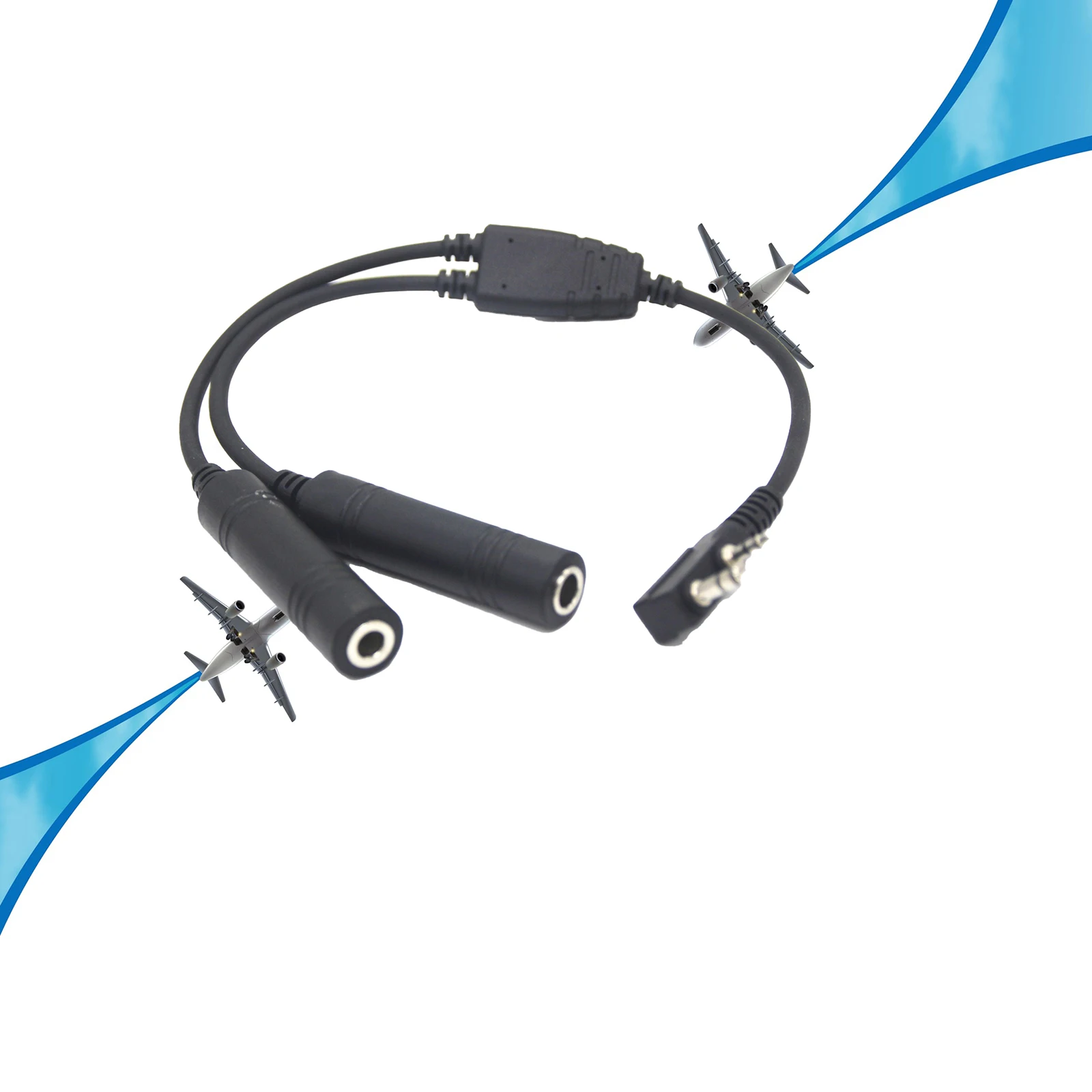 General Aviation Headset Adapter Cable K Plug to U-174/U - For Baofeng, Kenwood Walkie Talkies, Helicopter Intercom Use