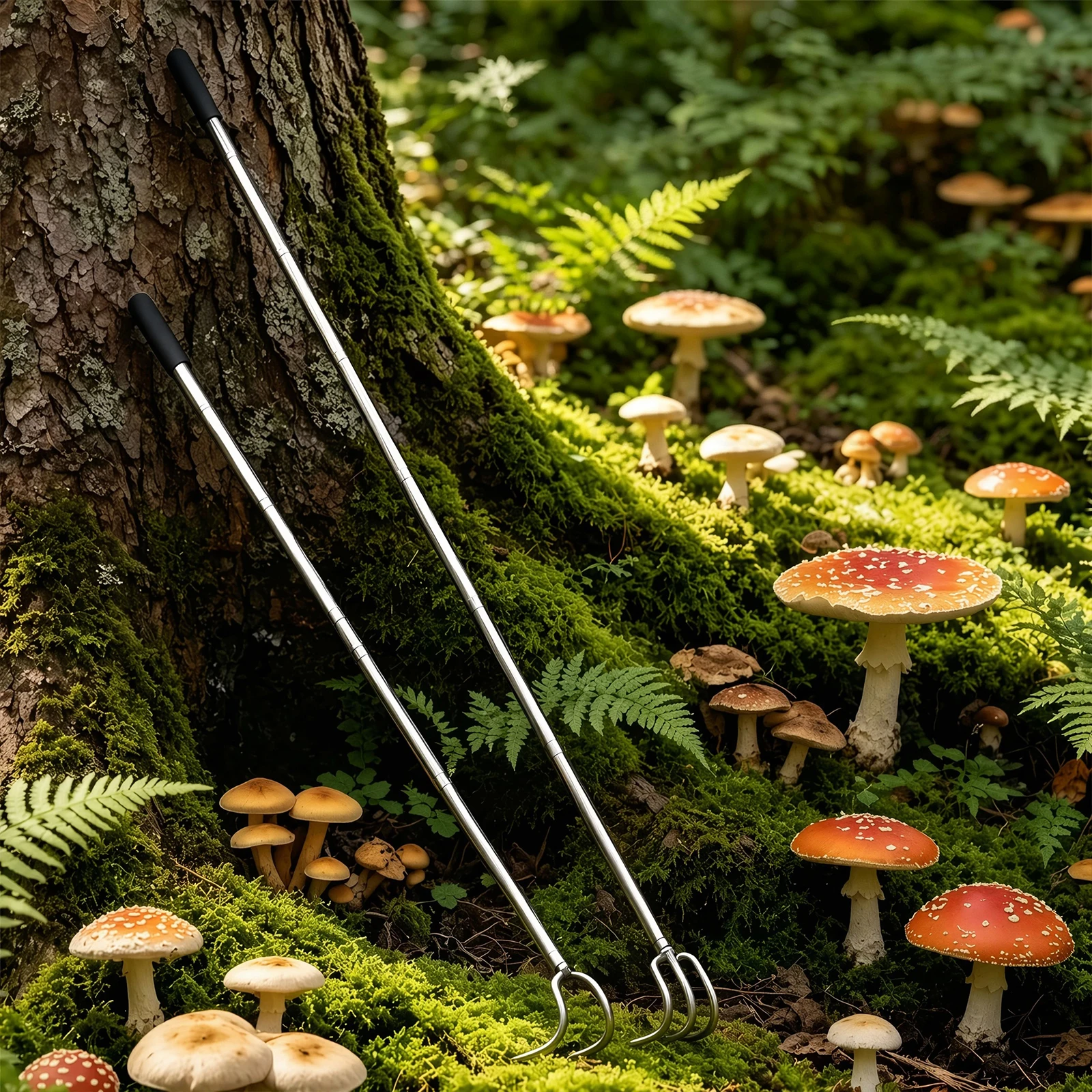 Stainless Steel Mushroom Harvester Retractable Mushroom Picking Tool Compact Mushroom Foraging Picker for Outdoors Gathering