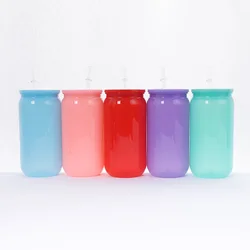 16oz Colorful Plastic Cups With Lids And Straws Replacement Lids For Can Shaped Lced Coffee Cups Cute Tumbler Cup