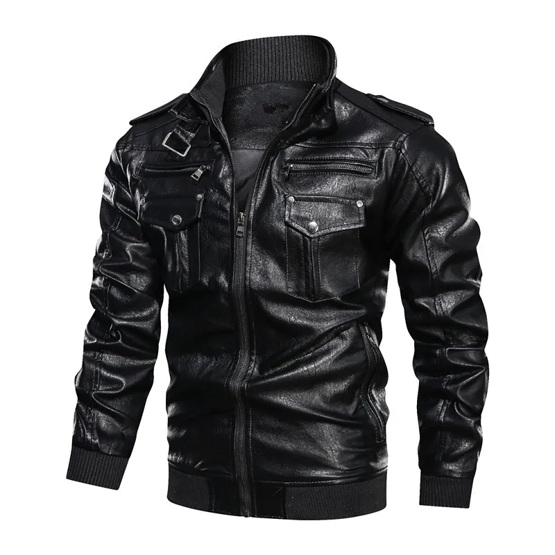 Men's Casual Motorcycle PU Leather Jacket, Biker Leather Coats, European Windbreaker, Genuine Leather Jacket, Winter, New, 2026