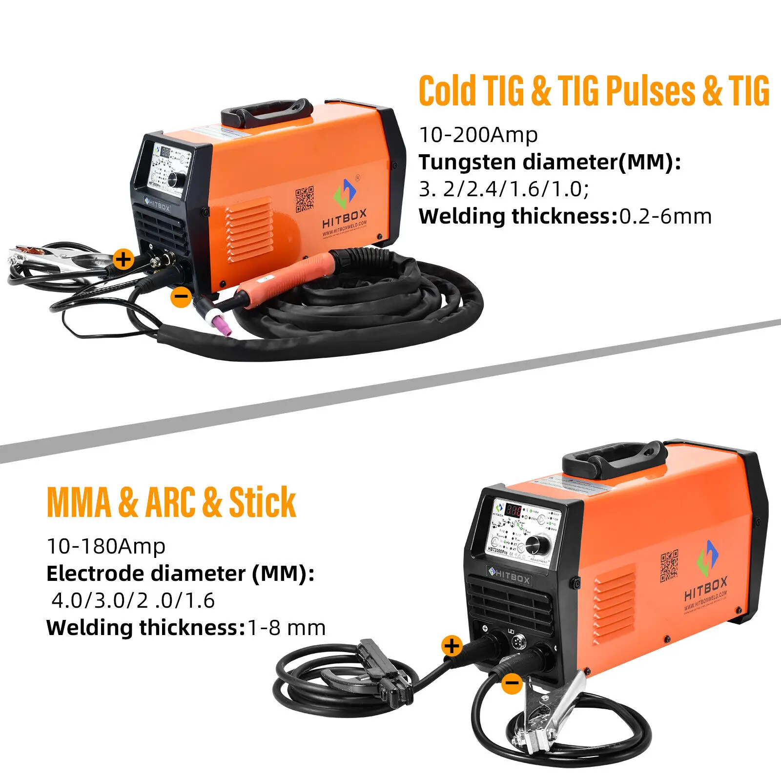 HITBOX TIG Welding Machine, Hot/TIG/Pulse Cold TIG Welder, 200A High Frequency DC Inverter 2T/4T TIG MMA Welder HBT2000PRO