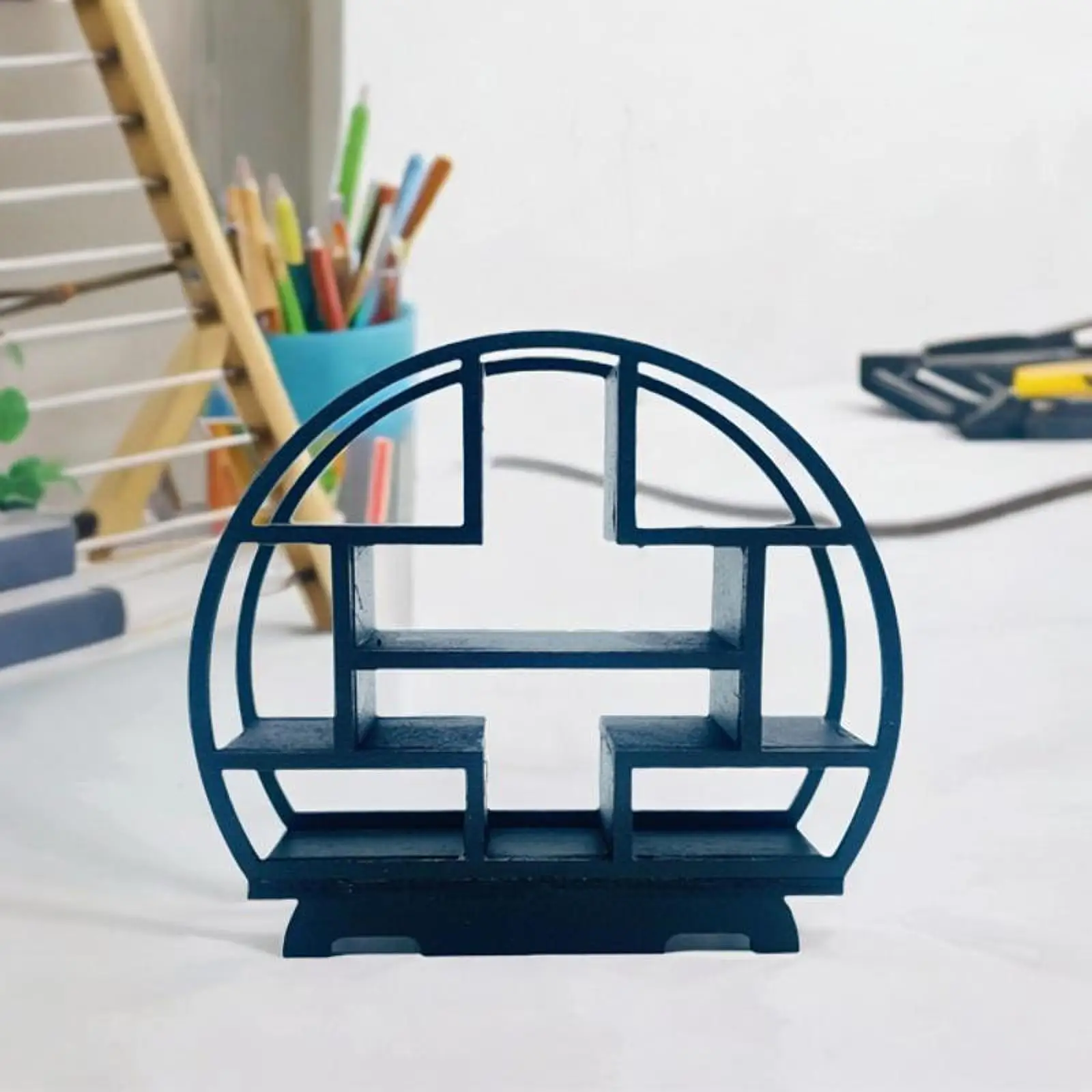 Akcesoria do domku dla lalek w skali 1/12, imitacja regału na książki, drewniane meble do dekoracji sypialni i salonu w domku dla lalek.