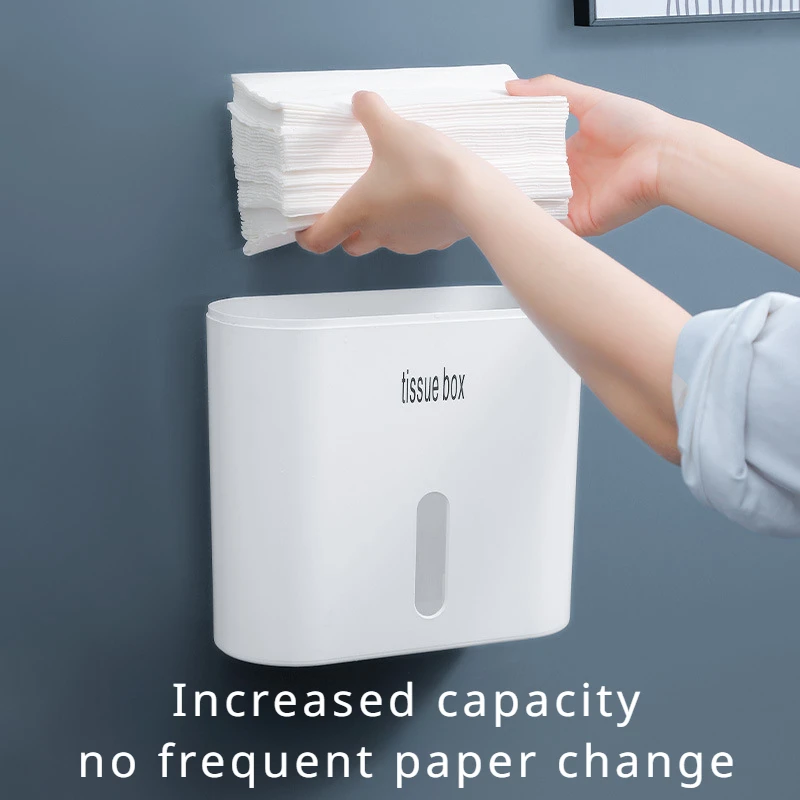 Toilet Tissue Box Wall-mounted Toilet Paper Box Perforation-free Waterproof Paper Dispenser Toilet Paper Roll Paper Storage Rack