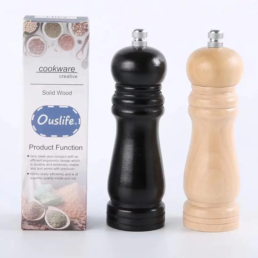 

Popular Log Seasoning Grinder Manual Multi-function Black Solid Wood Pepper Grinder Spice Mill Kitchen Seasoning Bottle