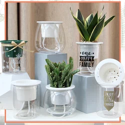 Vasi per fioriere autoirriganti vaso da fiori Mini Design rotondo vaso per piante succulente vaso da fiori pigro per interni vaso decorativo moderno da giardino