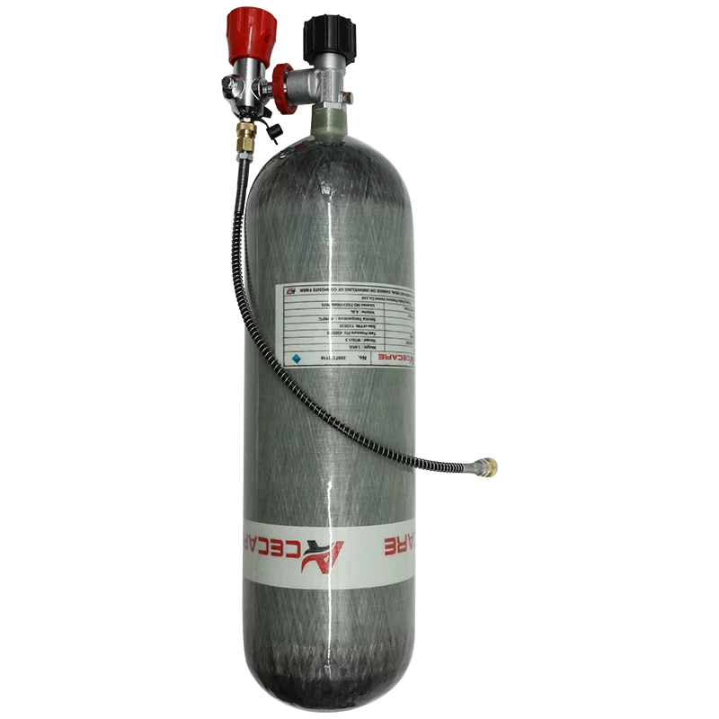 Acecare ถังแรงดันสูง, 6.8L 4500Psi 300Bar คาร์บอนไฟเบอร์พร้อมสถานีเติมน้ำมัน hPa วาล์วดำน้ำ M18 * 1.5