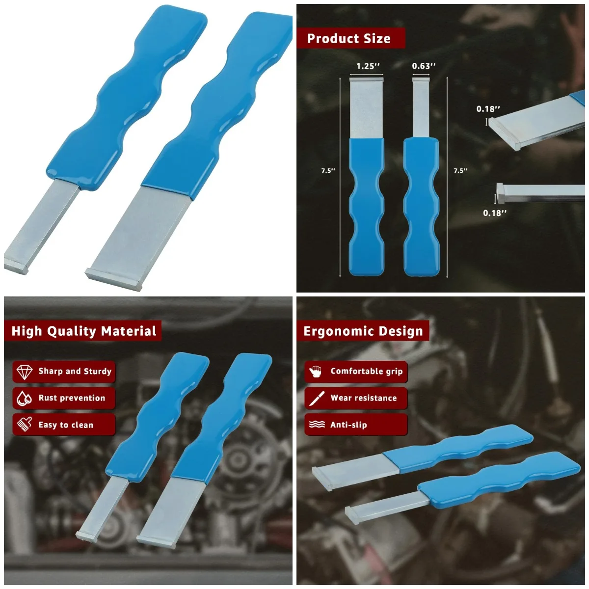 

2PCS Carbide Scraper Set, Carbide Gasket Scraper for Metal and Automotive, 1-1/4 Inch and 5/8 Inch Carbide Scraper Set