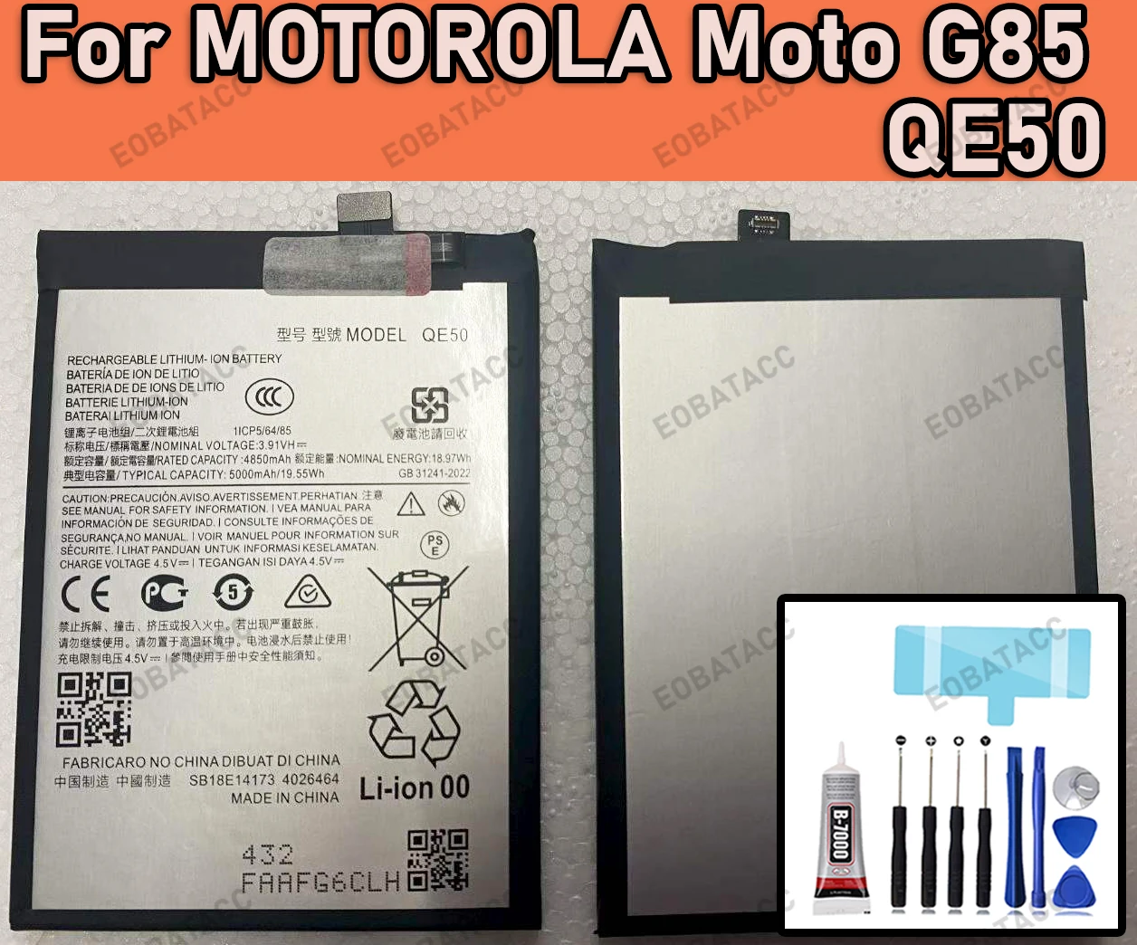 

100% New Zero Cycle QE50 Battery For MOTOROLA Moto G85/XT2427-3 Replacement Battery Bateria+Free Tools