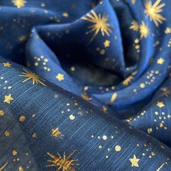 3/5/10m Blue Galaxy Stars Shimmer Organza Fabric For Sewing By the meter