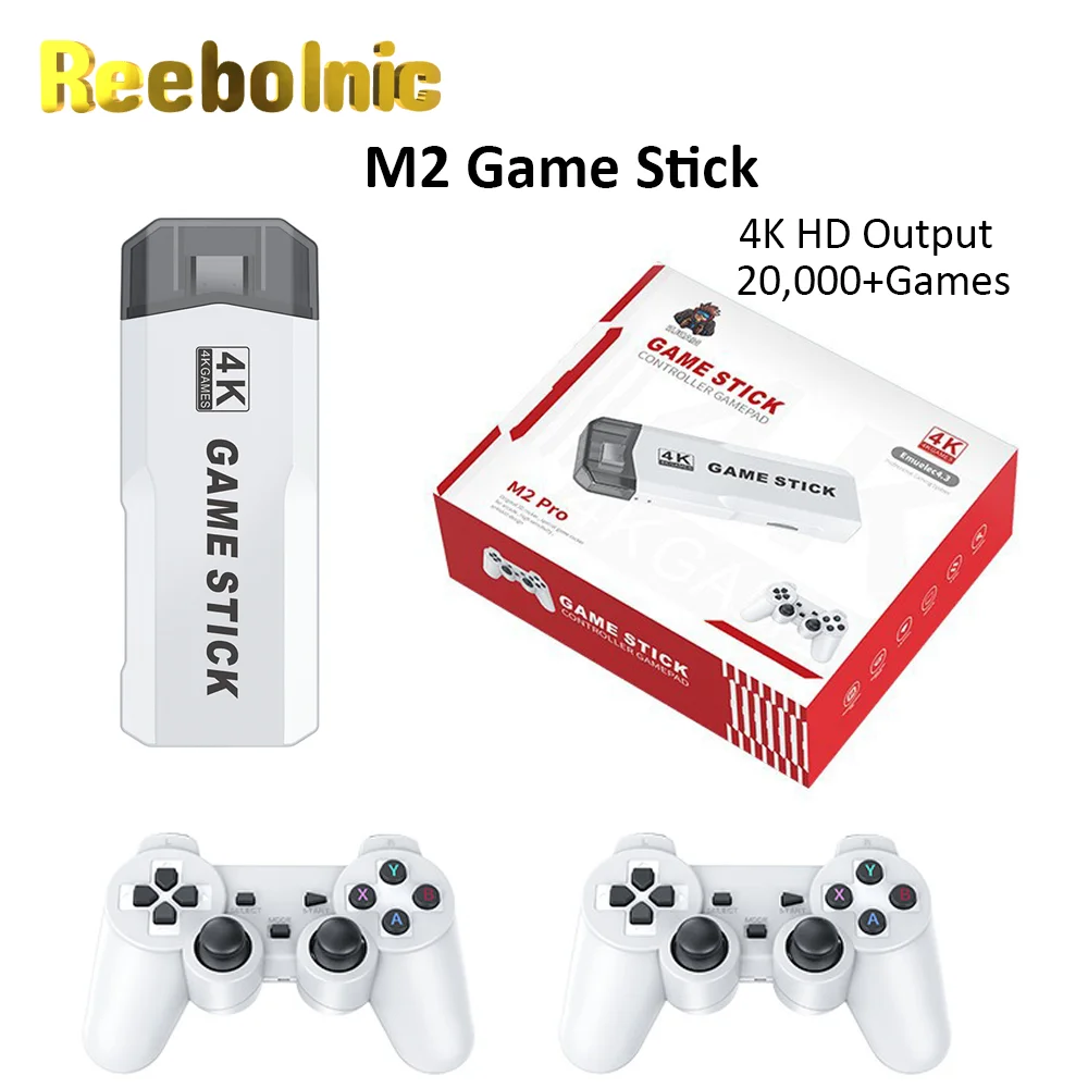 

Reebolnic M2 Game Stick 4K HD Output Retro Video Game Console 2.4G Wireless Controllers 10+Simulators 20000+Games Installed