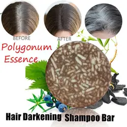 Polygonum Shampoo para Cabelo Preto, Shampoo Sólido, Tintura de Cor do Cabelo, Escurecimento do Tratamento do Cabelo, Orgânico Natural, Y6U8, 10g