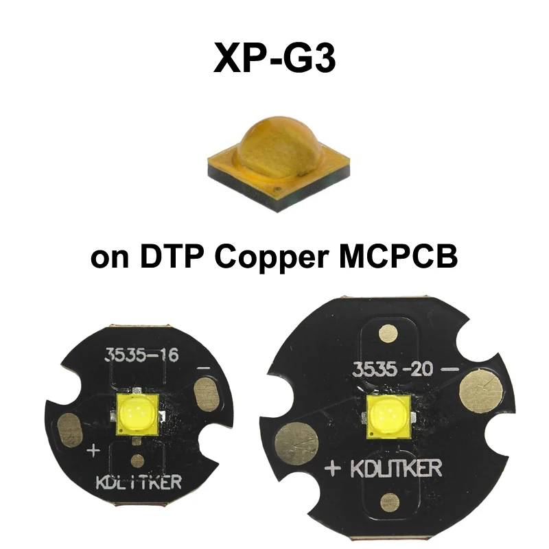 XP-G3 6W 2A 777 Lumens 7500K 6500K 5000K 4000K 3000K 2700K SMD 3535 LED Emitter on KDLitker DTP Copper MCPCB Flashlight DIY