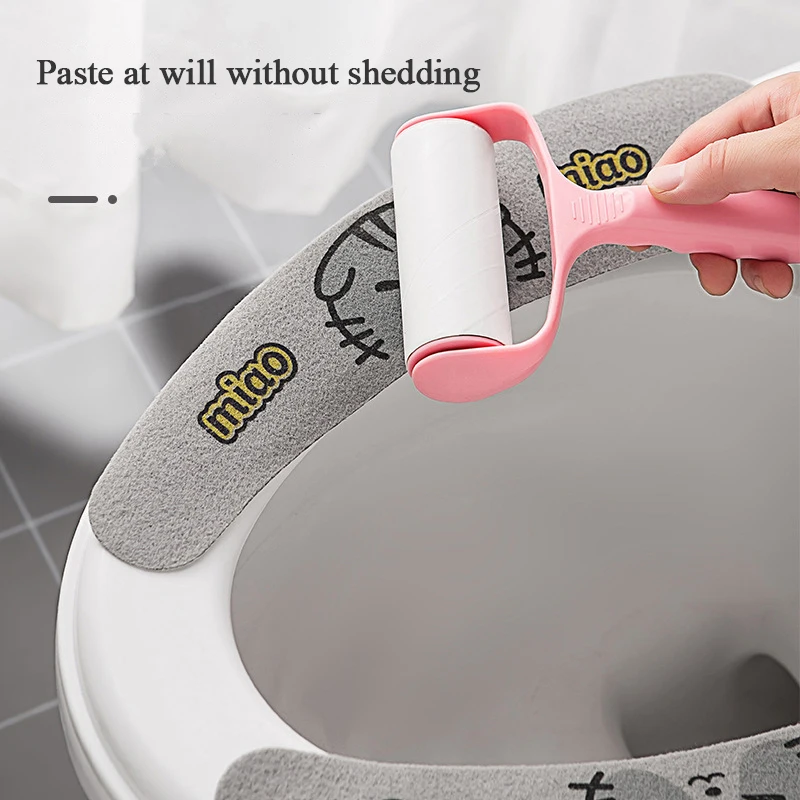 Universal Toilet Seat Cover Soft WC Paste Toilet Sticky Seat Pad Washable Bathroom Warmer Seat Lid Cover Pad Cushion  Solid Colo