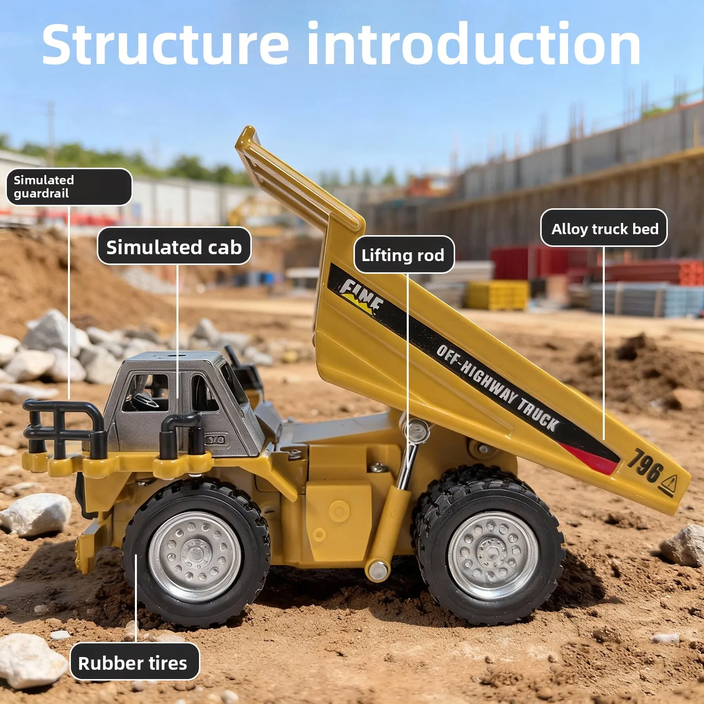 alloy rc car with led light RC dump truck electronic engineering vehicle toy remote control excavator kids gift usb charge