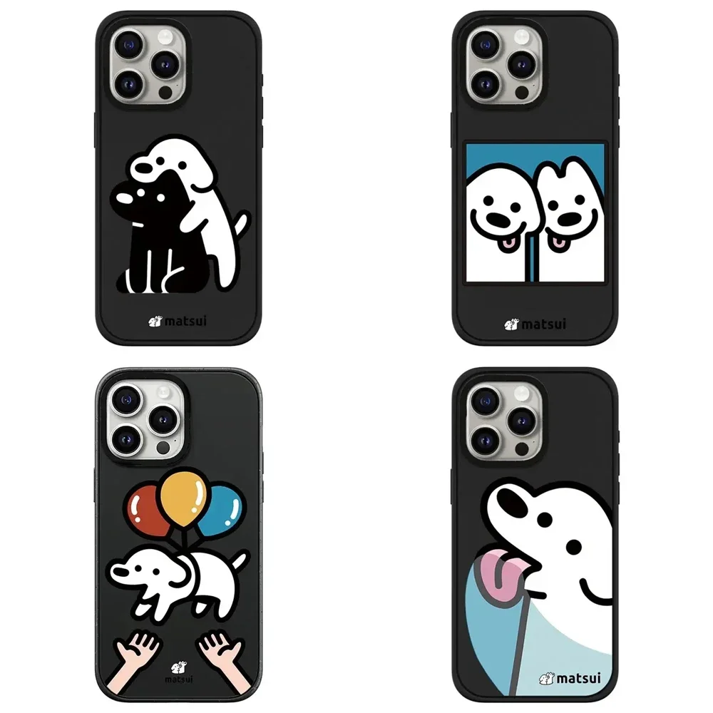 

Black Frosted MagSafe Dog Friends Pattern iPhone 13 14 15 Pro Max Protective Case