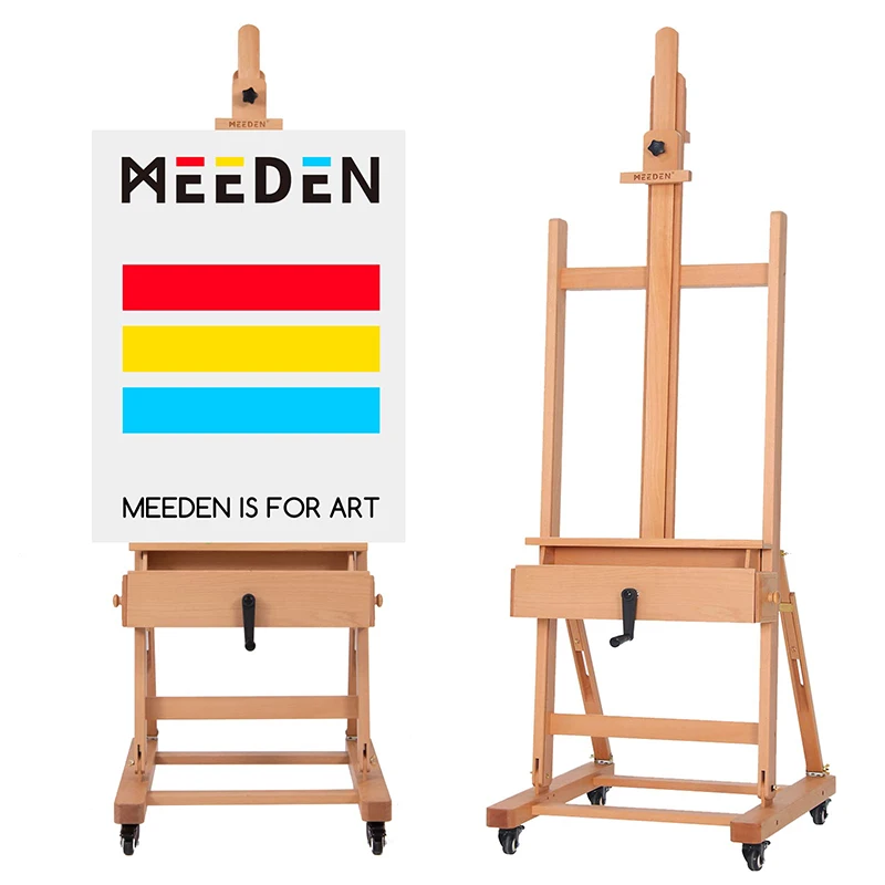 MEEDEN Solid Wood Professional Extra Large H-Frame Master Adjustable Heavy Duty Artist Easel Stand for for Painting Canvas