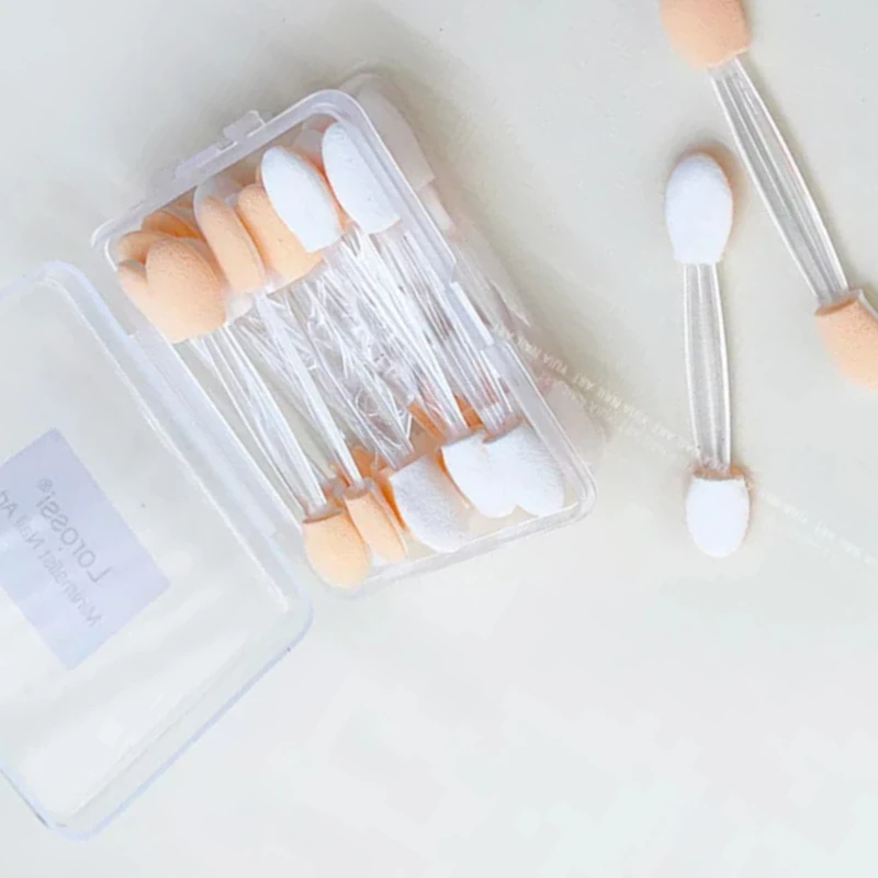 20Pcs Disposable Holographic Chrome Mirror Nail Powder Brush Dual Sided Eyeshadow Sponge Applicators Nail Art Tools