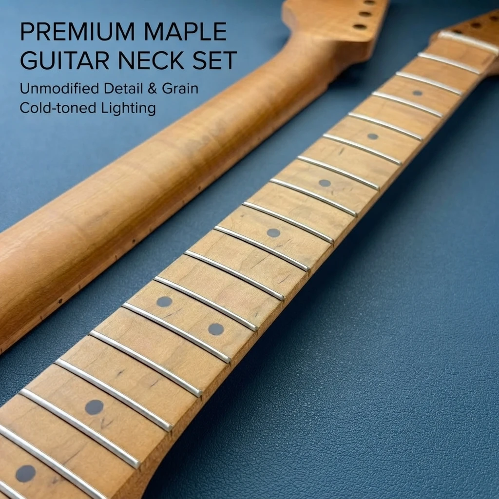 Flame Maple ST Guitar Neck, 22 Frets Maple Fingerboard, Smooth Playing Guitar Neck Replacement for ST Electric Guitar Enthusiast